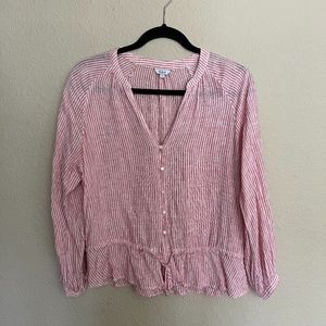 Rails Button Up Blouse - Red/White Striped - Size Small